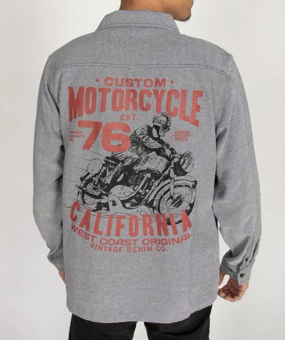 NWT Ragstock Motorcycle California West Biker Button Up Long Sleeve Short Medium